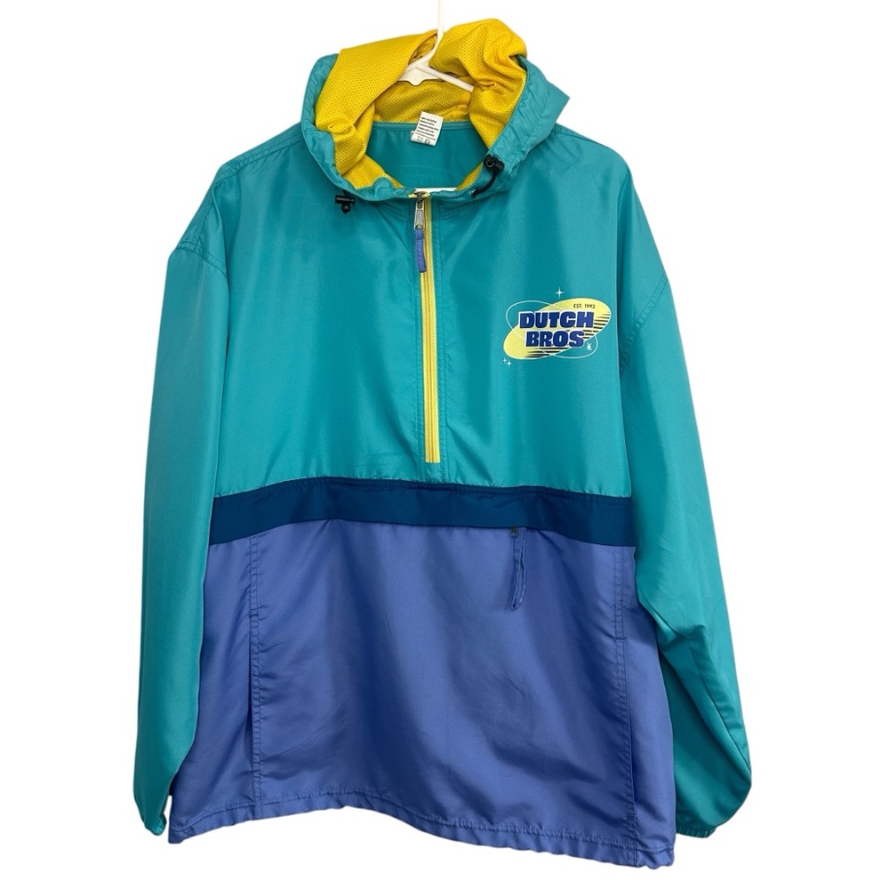 Dutch Bros SALE SMALL+XL+XXL Teal and Blue Windbreaker Est 1992 Beautiful! DB